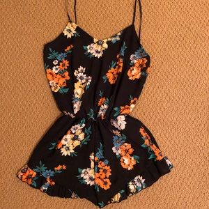 Floral low v back romper